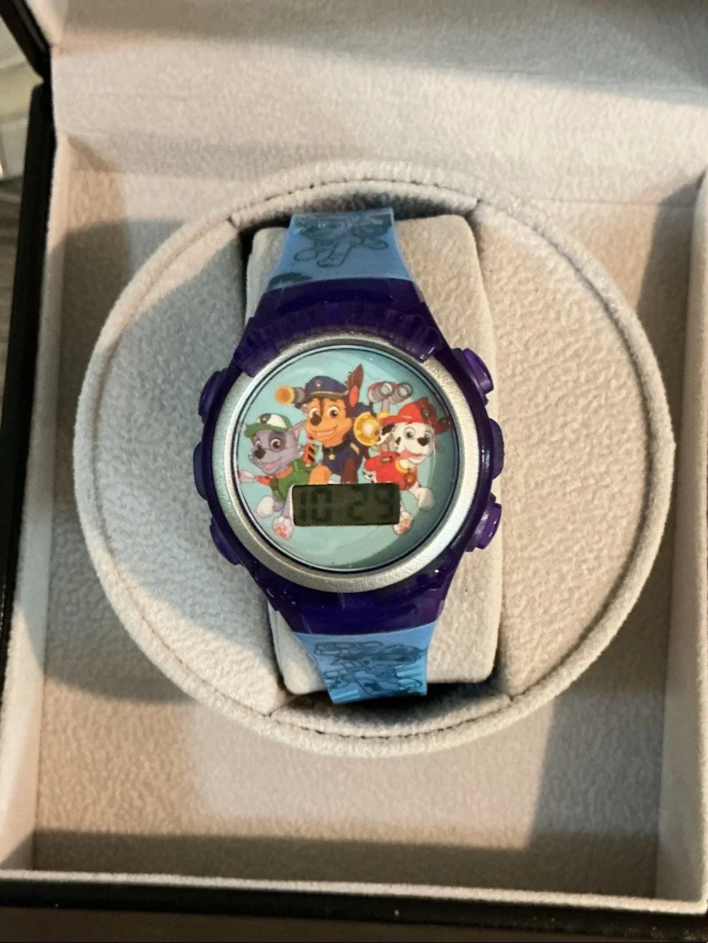 PAW PATROL Nickelodeon Kids Digital Watch - Purple and Light Blue Strap 7” Max